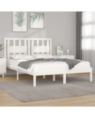 Cadre de lit sans matelas blanc bois massif 140x190 cm | Mobilier & Déco