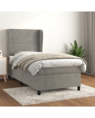 Sommier à lattes de lit et matelas Gris clair 100x200cm Velours | Mobilier & Déco