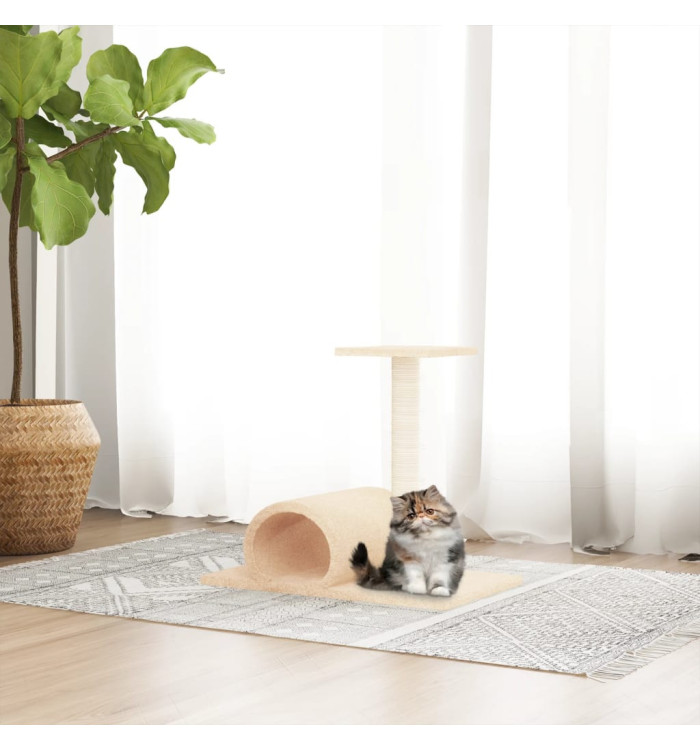 Arbre à chat avec tunnel Crème 60x34,5x50 cm | Mobilier & Déco