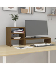 Support de moniteur Marron miel 81x20x30 cm Bois de pin solide | Mobilier & Déco