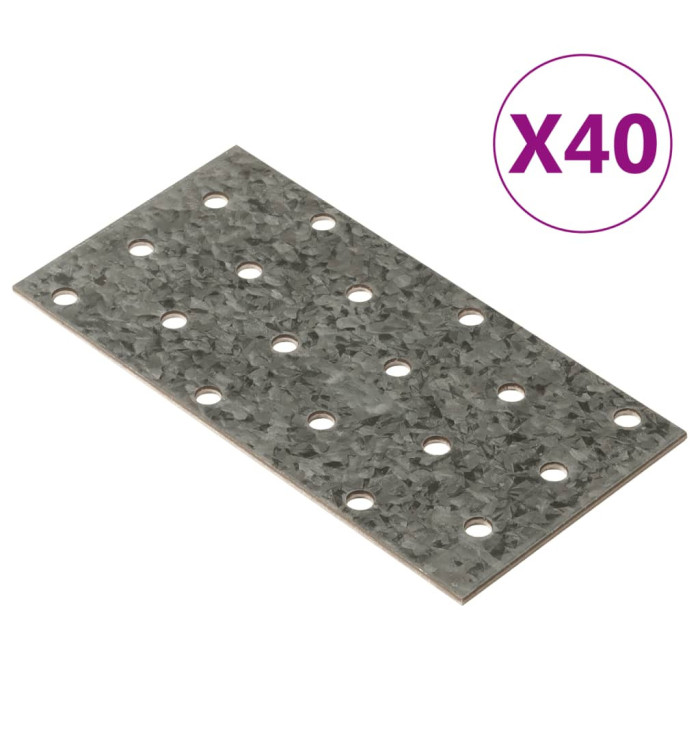 Plaques perforées 40 pcs 2 mm 120x60 mm acier galvanisé | Mobilier & Déco