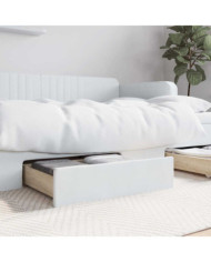 Tiroirs de lit 2 pcs blanc bois d'ingénierie et similicuir | Mobilier & Déco