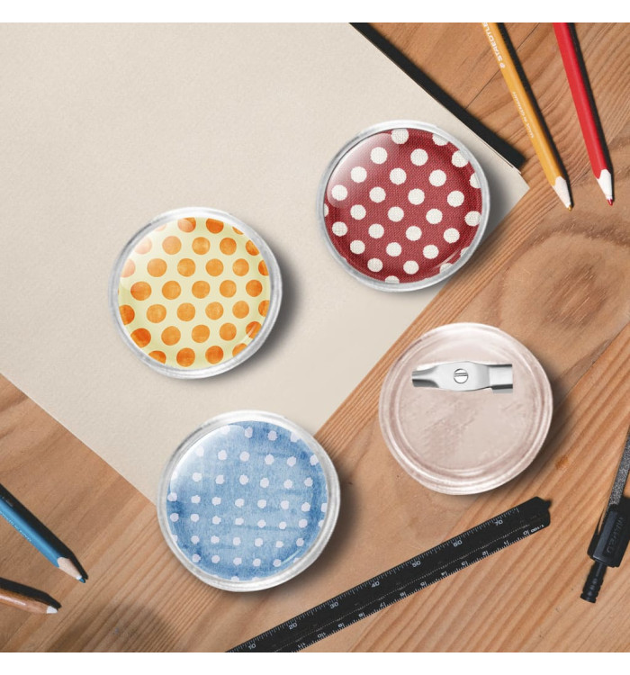 Kit de badges à bouton avec épingles 100 sets Acrylique 25 mm | Mobilier & Déco