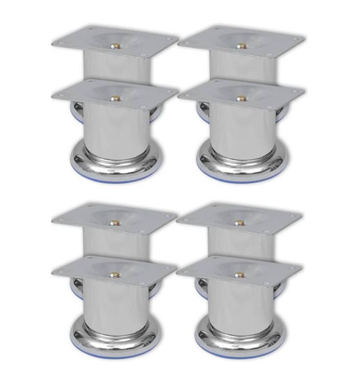 Pieds ronds de canapé 8 pcs Chrome 60 mm | Mobilier & Déco