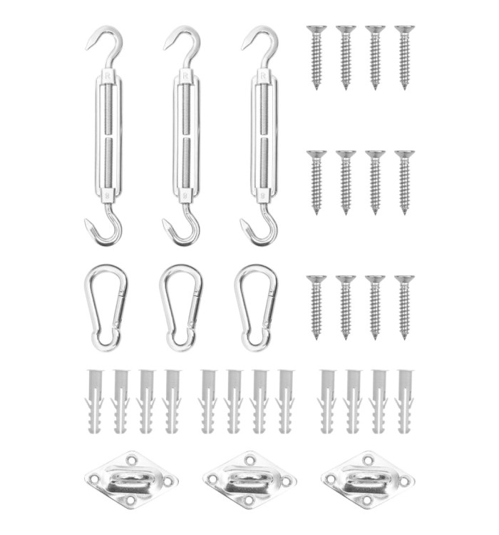 Jeu d'accessoires de voile d'ombrage 9 pcs Acier inoxydable | Mobilier & Déco