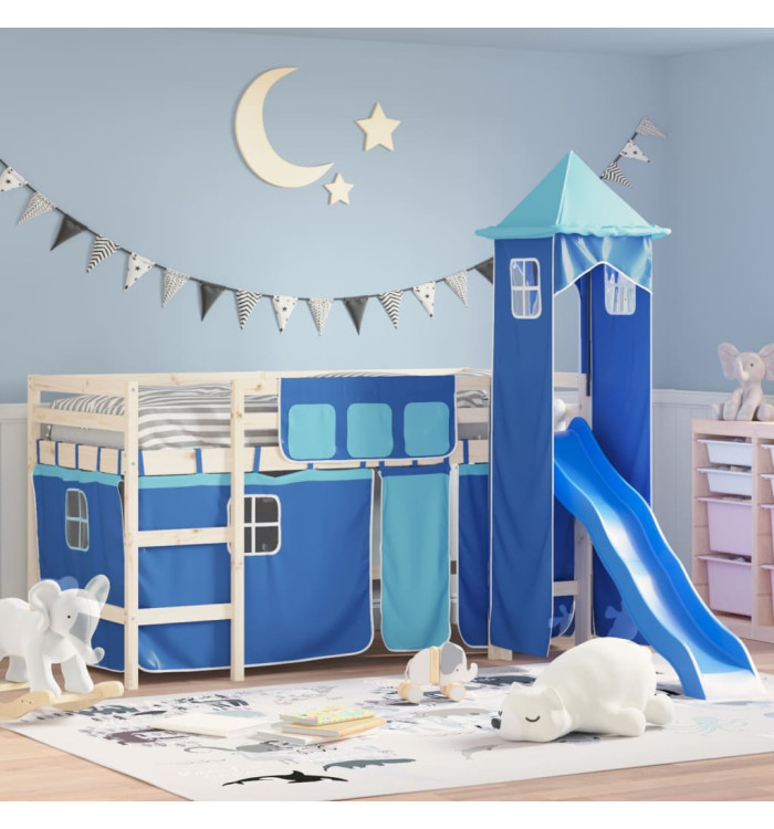 Rideaux pour lit mezzanine avec tour bleu polyester | Mobilier & Déco