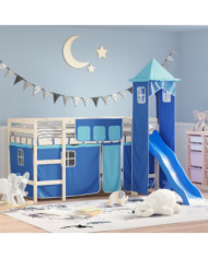 Rideaux pour lit mezzanine avec tour bleu polyester | Mobilier & Déco