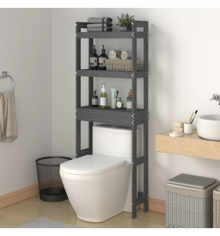 Étagère de toilette Gris 63x26x171 cm Bois de pin massif | Mobilier & Déco