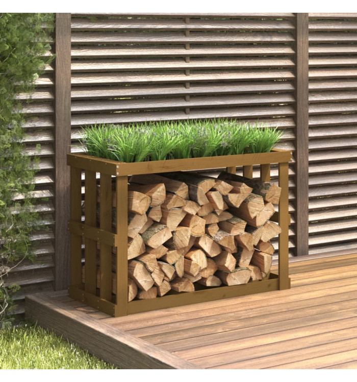 Porte-bûches d’extérieur Marron miel 108x52x74 cm Bois pin | Mobilier & Déco