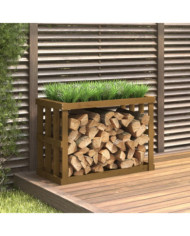 Porte-bûches d’extérieur Marron miel 108x52x74 cm Bois pin | Mobilier & Déco