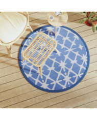 Tapis d'extérieur ARAKIL bleu et blanc Ø120 cm PP | Mobilier & Déco