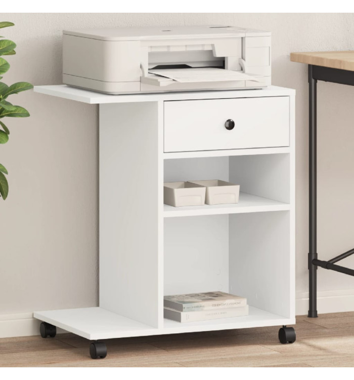 Support d'imprimante avec roulettes blanc 60x40x68,5 cm | Mobilier & Déco