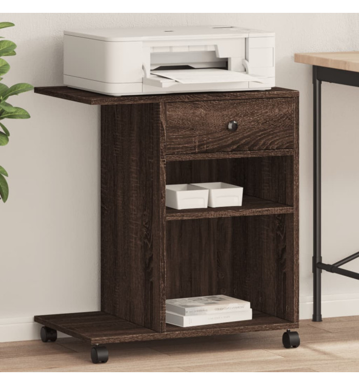 Support d'imprimante avec roulettes chêne marron 60x40x68,5 cm | Mobilier & Déco