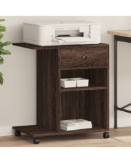 Support d'imprimante avec roulettes chêne marron 60x40x68,5 cm | Mobilier & Déco