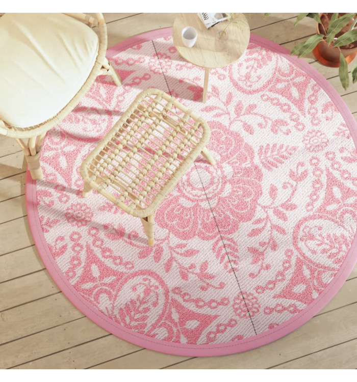 Tapis d'extérieur ARAKIL rose Ø160 cm PP | Mobilier & Déco
