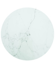 Dessus de table blanc Ø80x1 cm verre trempé avec design marbre | Mobilier & Déco
