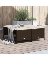 Tabourets de jardin avec coussins lot de 4 marron poly rotin | Mobilier & Déco