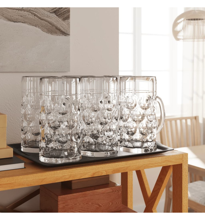 Chopes à bière avec poignée en verre 6 pcs 1000 ml | Mobilier & Déco