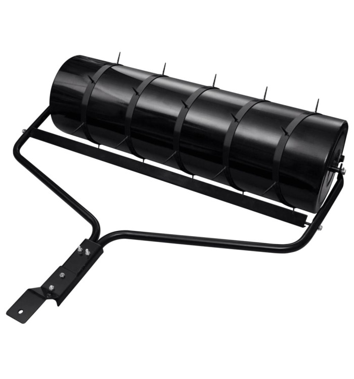 Rouleau à gazon de jardin et colliers d'aérateur noir 63 L fer | Mobilier & Déco