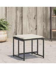 Tabourets de jardin avec coussins lot de 4 noir résine tressée | Mobilier & Déco
