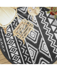 Tapis d'extérieur ARAKIL noir Ø200 cm PP | Mobilier & Déco