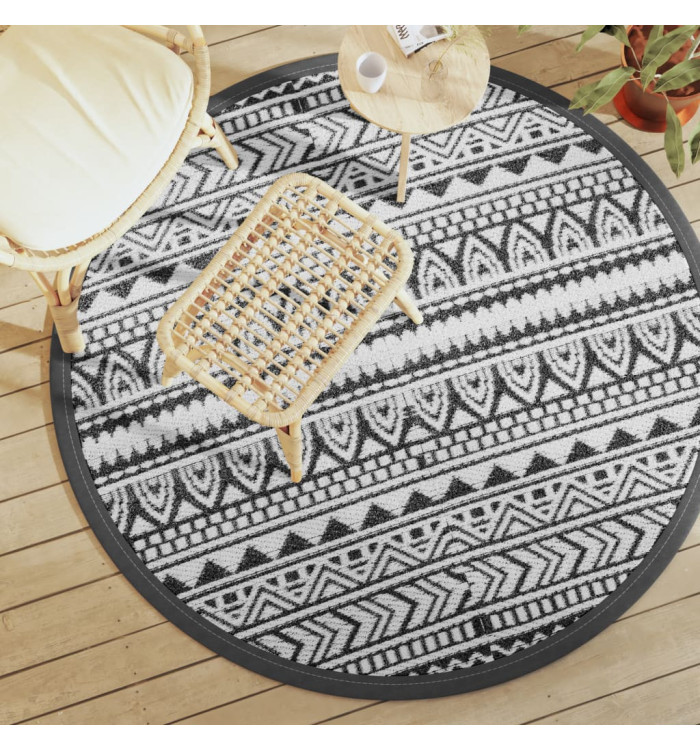 Tapis d'extérieur ARAKIL noir Ø160 cm PP | Mobilier & Déco
