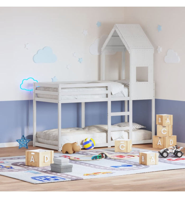 Toit de lit pour enfants blanc 55x99x139,5cm bois de pin massif | Mobilier & Déco
