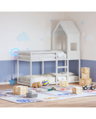 Toit de lit pour enfants blanc 55x99x139,5cm bois de pin massif | Mobilier & Déco
