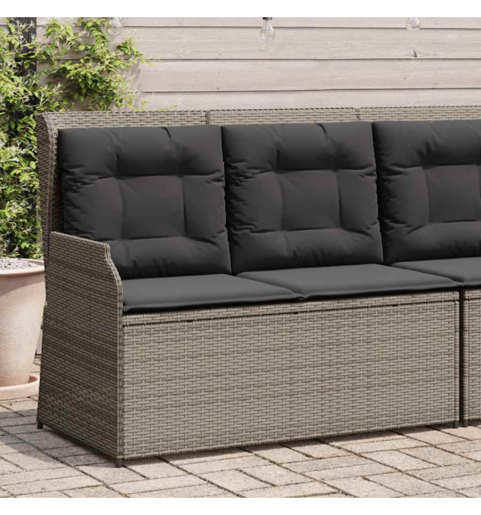 Banc inclinable de jardin avec coussins gris résine tressée | Mobilier & Déco