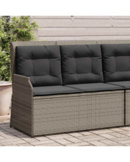 Banc inclinable de jardin avec coussins gris résine tressée | Mobilier & Déco