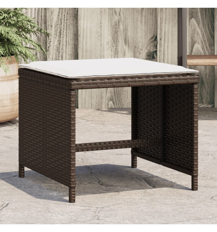 Tabourets de jardin avec coussins 4pcs marron 40x40x35 cm rotin | Mobilier & Déco