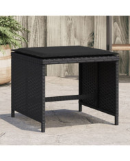 Tabourets de jardin avec coussins 4 pcs noir 40x40x35 cm rotin | Mobilier & Déco