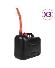 Bidon de carburant avec bec flexible 3 pcs noir 20 L plastique | Mobilier & Déco