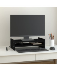 Support de moniteur Noir 50x27x15 cm Bois de pin solide | Mobilier & Déco