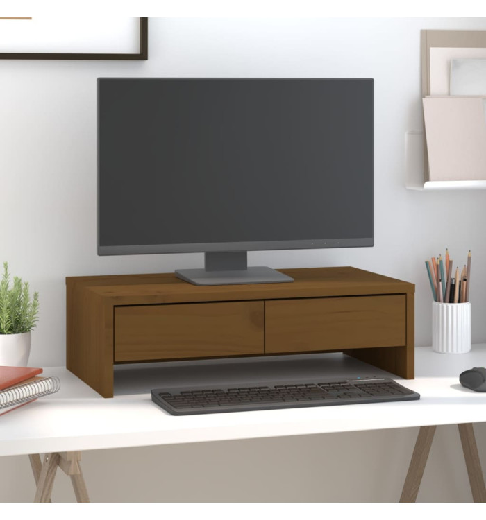 Support de moniteur Marron miel 50x27x15 cm Bois de pin solide | Mobilier & Déco