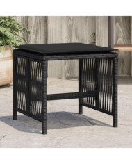 Tabourets de jardin et coussins lot de 4 noir 41x41x36 cm rotin | Mobilier & Déco