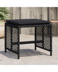 Tabourets de jardin et coussins lot de 4 noir 41x41x36 cm rotin | Mobilier & Déco