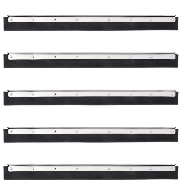 Têtes de raclette de sol 5 pcs 60,5x2x5 cm acier et caoutchouc | Mobilier & Déco