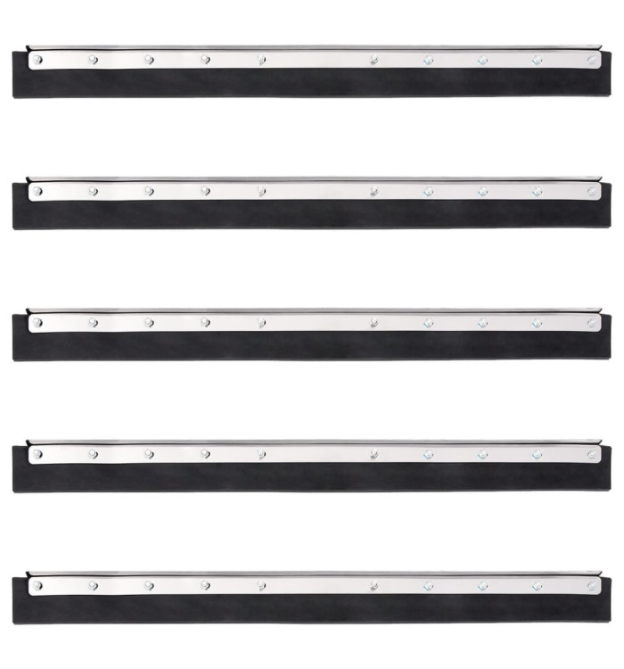Têtes de raclette de sol 5 pcs 75x2x5 cm acier et caoutchouc | Mobilier & Déco