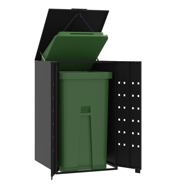 Rangement à roulettes pour poubelles pour bac unique noir acier | Mobilier & Déco