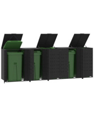 Rangement à roulettes pour poubelles pour 5 bacs noir acier | Mobilier & Déco