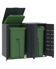 Rangement à roulettes pour poubelles pour 2 bacs anthracite | Mobilier & Déco
