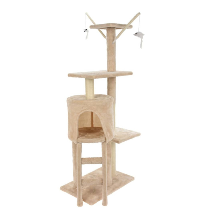 Pets Collection Tour à gratter pour chats 45x30x110 cm Beige | Mobilier & Déco