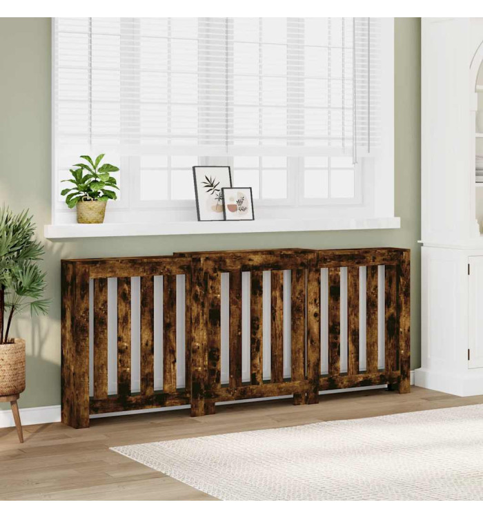 Cache-radiateur chêne fumé 205x21,5x83,5 cm bois d'ingénierie | Mobilier & Déco