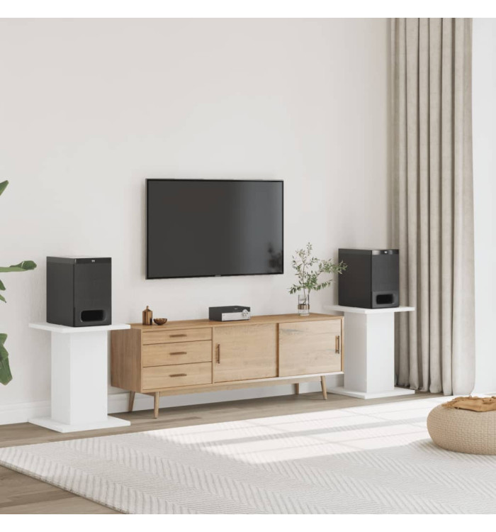 Supports de haut-parleurs 2 pcs blanc bois d'ingénierie | Mobilier & Déco