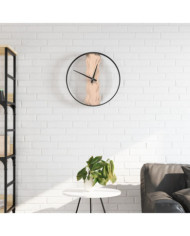 Horloge murale marron Ø35 cm fer et bois de chêne | Mobilier & Déco