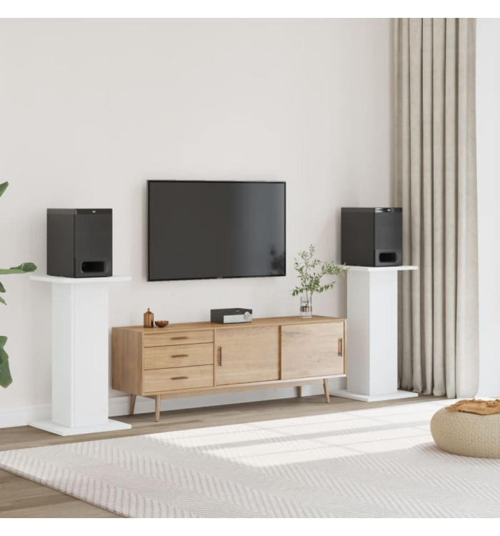 Supports de haut-parleurs 2 pcs blanc bois d'ingénierie | Mobilier & Déco