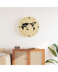 Horloge murale jaune et noir Ø30 cm bois d'ingénierie | Mobilier & Déco