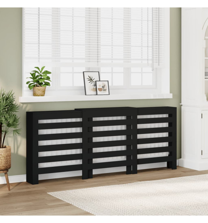Cache-radiateur noir 205x21,5x83,5 cm bois d'ingénierie | Mobilier & Déco