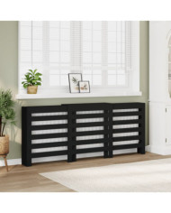 Cache-radiateur noir 205x21,5x83,5 cm bois d'ingénierie | Mobilier & Déco